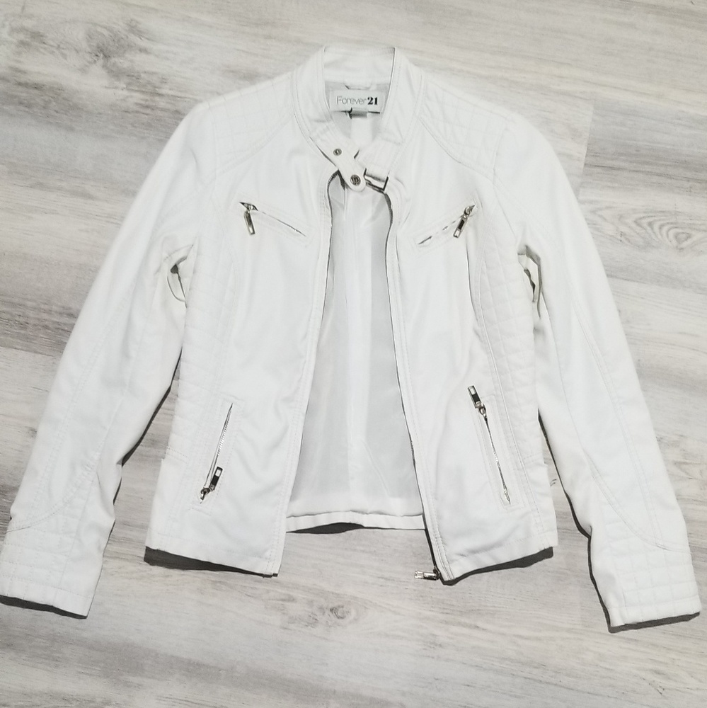 White faux leather jacket